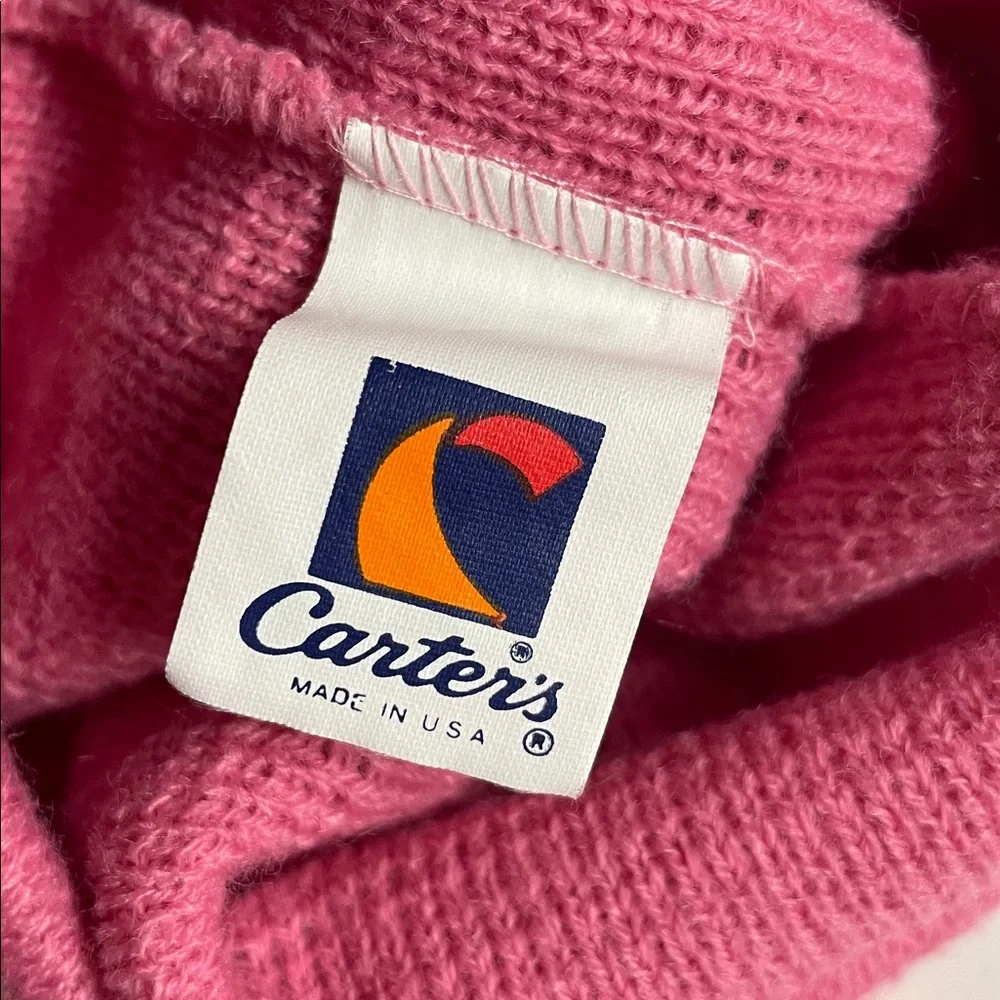 Vintage 80s Carter’s pink knit colorblock striped leggings 12 Months USA